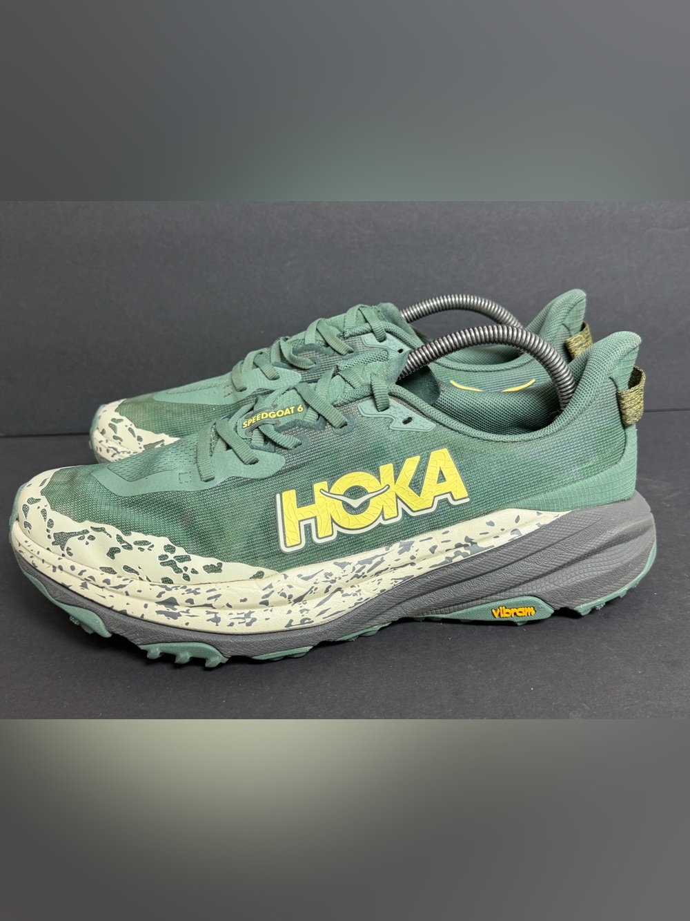 HOKA ONE ONE Men’s SPEEDGOAT 6 GTX Gore-Tex Trail Shoes Fern & Asphalt Grey 9.5D
